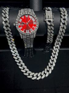 Reloj <span class=keywords><strong>de</strong></span> Cuarzo <span class=keywords><strong>de</strong></span> Lujo con <span class=keywords><strong>Cadena</strong></span> Cubana <span class=keywords><strong>de</strong></span> Acero Inoxidable, Caja <span class=keywords><strong>de</strong></span> Aleación <span class=keywords><strong>de</strong></span> 40mm, Esfera con Agujas, Correa <span class=keywords><strong>de</strong></span> 20mm, Estilo Charm - Product Image 2
