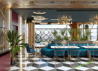 Design d'intérieur de luxe pour hôtel, salon, restaurant, bar moderne, concept de restaurant, ensemble de meubles personnalisés pour café-restaurant