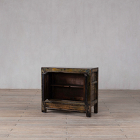 Buffet en bois vieilli fait main et peint à la main style Wabi-sabi, armoire florale vintage pour chambre, appartement et salon