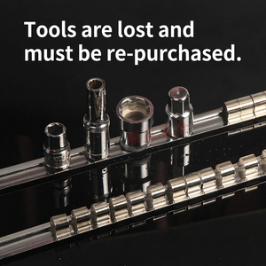 Stainless Steel Socket Rack <b>Tool</b> <b>Holder</b> For Automotive Repair Workshop Socket Organizer With Four Rows And Handle - Product Image 2