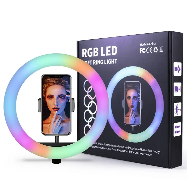 Hot Sale 26cm 10inch RGB Customized Logo Portable Selfie Ring Light With Tripod Stand