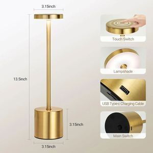 Classic Modern Table Lamp <b>USB</b> <b>Rechargeable</b> Battery Night <b>Light</b> Stepless Dimming Touch Control Simple Design Cordless Bedside - Product Image 4