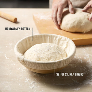 Factory Customize Banneton <b>Bread</b> Proofing <b>Basket</b> Sourdough Proofing <b>Bread</b> 9 Inch Rattan <b>Baskets</b> with Cloth Liners - Product Image 6