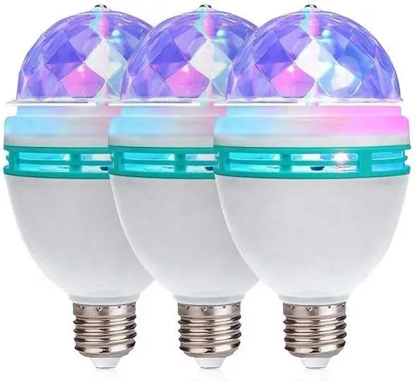 360 Rotation RGB Led Crystal Magic Ball Light Bulb 3w Colorful Lamp Disco Disko Light Bulb Rotating Stage Light
