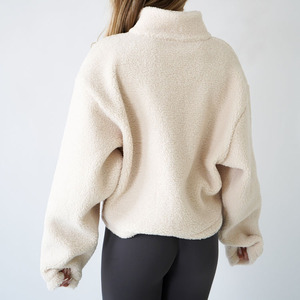 Chaqueta de Felpa Sherpa Acogedora de Forro <span class=keywords><strong>Polar</strong></span> con Cierre Completo y Bolsillos para Mujer Fabricada por OEM Personalizado - Product Image 2