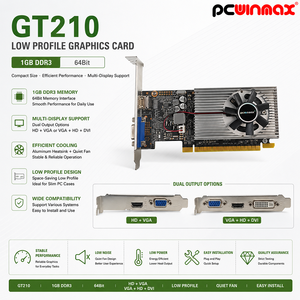 Tarjeta Gráfica de Perfil Bajo PCWINMAX <span class=keywords><strong>GT</strong></span> <span class=keywords><strong>210</strong></span> <span class=keywords><strong>1GB</strong></span> <span class=keywords><strong>DDR3</strong></span> 64Bit Nueva con Salida VGA/DVI/HD para PC de Escritorio Multi-Pantalla - Product Image 2