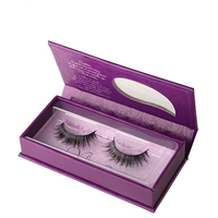 Boîte à cils en carton rigide de luxe personnalisée emballage de faux cils en PVC transparent avec gaufrage boîte-cadeau en papier de stratification mate