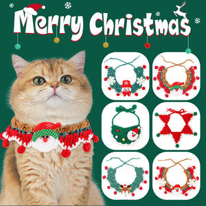 Syal Natal kucing, aksesoris pakaian hewan peliharaan syal anjing lucu kerah kucing - Product Image 2