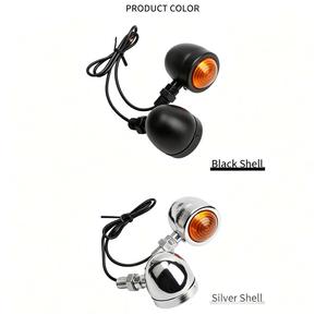 Clignotants miniatures rétro pour moto 12V, ambre, avec 2 lentilles, pour Honda, <span class=keywords><strong>Harley</strong></span>, Suzuki - Product Image 4