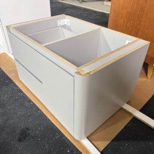 Wholesale Modern Design Solid Wood RTA Water Resistant Soft Closing Eco-Friendly <b>Lighted</b> Bathroom Arc Edge <b>Vanities</b> Hotel - Product Image 1