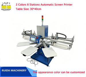 Presse à écran automatique 8 stations, 2 couleurs, prix compétitif, pour impression d'étiquettes et de logos, avec tables de 30x40cm - Product Image 2