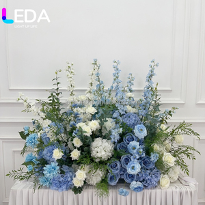 Decoración para bodas LEDA, camino floral artificial para pasillo, camino de flores verde y blanco para decoración de fiestas - Product Image 2