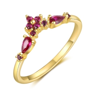 Twelve Birthstone Zircon Anillo de moda para mujer de cobre chapado en oro inspirado en lujo - Product Image 2