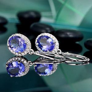 Orecchini Pendenti Lunghi in Cristallo Blu per Donne, Eleganti Accessori per Feste e Uso Quotidiano - Product Image 2