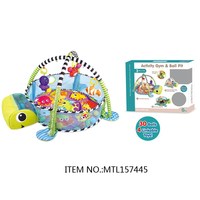 Vente en gros de piscine à balles pliable 5 en 1 en tissu avec 30 balles, tapis d'activités musicales pour bébé