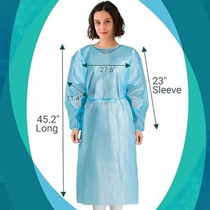 Disposable Isolation Gown, Apron Style Open <b>Back</b> Gown, Long Sleeve Thumb Loop, Blue Disposable Protective Gowns for Medical Dent - Product Image 4