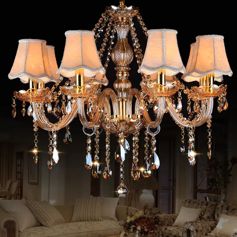 Modern crystal chandelier luxury home living room chandeliers lighting champagne transparent luster hotel pendant lamp