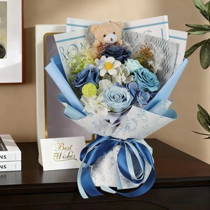 Bouquet de savons parfumés aux <span class=keywords><strong>fleurs</strong></span> mélangées, boîte cadeau florale artificielle pour la Saint-Valentin, la fête des mères, la remise des diplômes, Pâques, Noël - 7 couleurs - Product Image 5