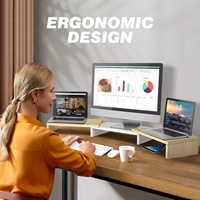 Yeni YOMI Döner Açılı ve Uzunluk Ayarlı Çift Monitör Standı Yükseltici Ergonomik Masa Yükseltici Ahşap Saklama Düzenleyici 2-3 Ekran için