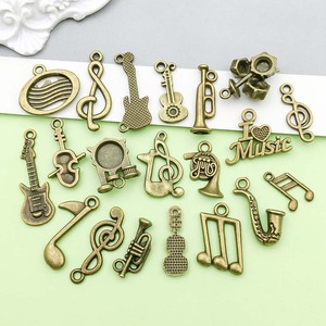 Colgante de instrumento musical de aleación de zinc antiguo, tamaño mediano, I Love Music, accesorio de joyería DIY para pulsera y collar - Product Image 3
