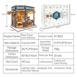 Y-TOP Collezione di Case in Miniatura in Legno Blues Flower Lane Teahouse |   Kit Puzzle 3D in Legno Fai-da-Te con LED, Decorazione per Libreria e Giocattolo Creativo - Product Image 4