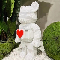 Idées créatives amour ours brutal 55CM grand modèle ours brique avec lumière blocs de construction brique jouets enfants cadeau d'anniversaire