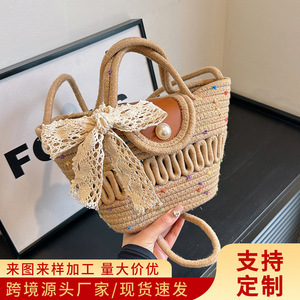 This year's trendy French-inspired <b>straw</b> <b>bags</b>, handmade beach woven <b>bags</b>, niche handbags, shopping baskets, and beach <b>bags</b>. - Product Image 5