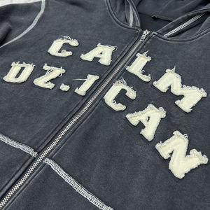 เสื้อฮู้ดมีซิปโอเวอร์ไซส์ผ้าคอตตอนลายพระอาทิตย์ปักมีฮู้ดผ้าเฟรนช์เทอร์รี่มีซิปไซส์ใหญ่ - Product Image 3