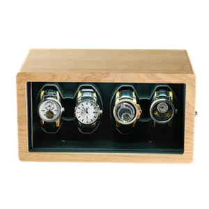 豪华橡木木材4槽自动四角形手表卷绕机，用于自动手表