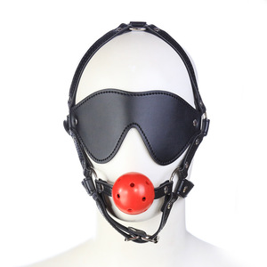 Ensemble d'accessoires de costume pour cosplay et jeux de rôle : Masque cache-yeux en cuir PU, bâillon à boule et harnais de retenue de tête réglable - Product Image 1