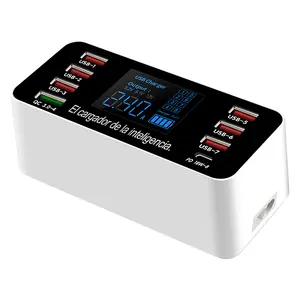  Chargeur Usb avec écran Lcd 8 Ports de sortie Portable 40w Qc3.0 Chargeur de téléphone rapide Charge rapide