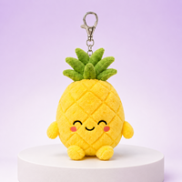 Porte-clés en peluche réaliste et mignon en forme d'ananas de 10 cm - Design adorable, rembourrage en coton PP doux, emballage personnalisé avec logo, unisexe