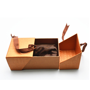 Sang Trọng kết cấu Vàng giấy bao bì satin vải chèn với bọt đệm đôi cửa độc đáo Hộp quà tặng với băng - Product Image 4