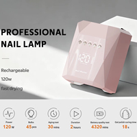 Lampu Kuku UV Pengering Gel Cat Kuku Isi Ulang 120W Tanpa Kabel Layar LCD Sensor Otomatis