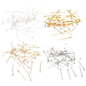 Épingles à boule rondes plaquées or 18 carats en cuivre, composants de fabrication de bijoux DIY, apprêts métalliques en gros pour la création de bijoux et les épingles à cheveux - Product Image 1