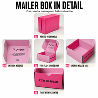 Boîte en papier pliable rose avec couvercle, emballage de marque pour magasin de détail, présentoir cadeau, abonnement, vente en gros, logo personnalisé, petite entreprise