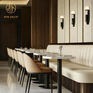Muebles Modernos de Cuero y Mármol Blanco para Restaurante de Hotel Comercial, Sofá y Sillas de Espera, Mesa con Sillas para Cafetería - Product Image 1