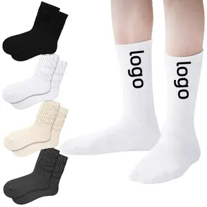Low Moq High Quality Crew Socks Custom Design Logo Unisex Socks Calcetines White Men Custom Socks