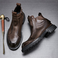 Dropshipping Echtleder Schnürschuhe mit Spitzer Spitze, Lässige Flache Knöchel-Chukka-Stiefel für Herren, Leichtgewichtig für Herbst und Winter