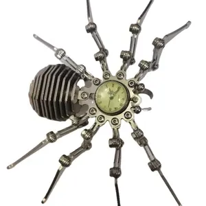 Metal paslanmaz çelik el yapımı monte örümcek böcek saat ev dekoratif vurgu