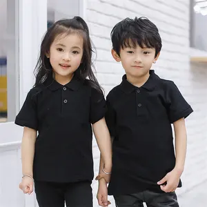 Vente en Gros Logo Personnalisé Polo en Tricot de Haute Qualité Épais Pour Enfants Coton Biologique Filles t-shirts polos