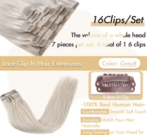 Extensiones de cabello con clip K.SWIGS, 7 piezas, 16 clips, 100g, cabello humano virgen Remy, 12-40 pulgadas, múltiples colores, para uso en salones de belleza. - Product Image 6