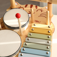 Children's Wooden Orff Music Percussion Instruments 10-Piece Drum Set with Gong Hands Clapping Educational Toy for 2-13 Years