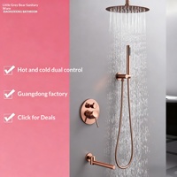 Ensemble de douche mural encastré en laiton GEASAM avec affichage numérique, finition or rose brossé, modèle 1081, pour la distribution