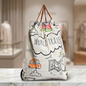 Sacs en tissu personnalisés imprimés, classiques, décontractés, durables, en coton, avec cordon de serrage, en vrac, pour la présentation des produits - Product Image 1
