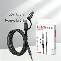 Adaptateur de câble d'extension audio universel multi-type C 8 broches avec gaine en PVC et blindage tressé pour téléphone portable, voiture, ordinateur portable, ordinateur
