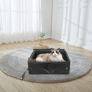 Bac à litière pour chat rectangulaire noir, taille unique, pliable, portable, imperméable pour chats - Product Image 1
