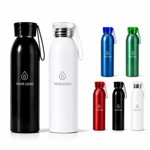 Custom Logo 600ml Aluminum Water Bottle <b>Reusable</b> Metal Sports Bottle <b>with</b> Leakproof <b>Lid</b> for Gym Hiking and Outdoor Activities - Product Image 1