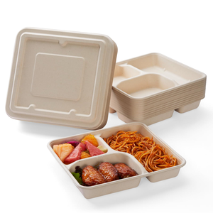 Bandejas Portátiles de 2 Compartimentos de 12 oz para Nachos y Queso, de Papel Kraft y Bagazo de Caña de Azúcar, Ideales para Fiestas y Noches de Cine - Product Image 1