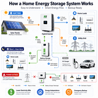 Système de stockage d'énergie modulaire vertical pour résidentiel, batterie empilée 51,2 V 5,12 kWh LiFePO4, unité Powerwall de secours solaire domestique